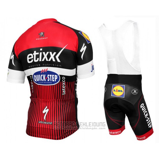 2016 Fahrradbekleidung Etixx Quick Step Rot und Shwarz Trikot Kurzarm und Tragerhose - zum Schließen ins Bild klicken